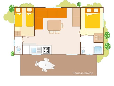 MOBILHOME 6 personnes - Mobil-home | Classic XL | 2 Ch. | 4/6 Pers. | Terrasse surélevée
