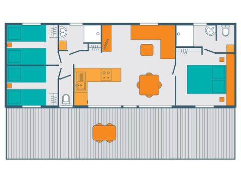 Mobilheim 6 Personen - MOBILHEIM CONFORT 6 Pers 42M² 3 Schlafzimmer 2 Bäder