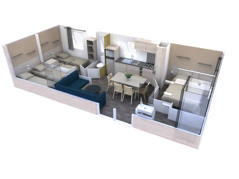 Mobile home 6 persons - Nest 35 - 3 bedrooms - 35 m² + semi-covered terrace
