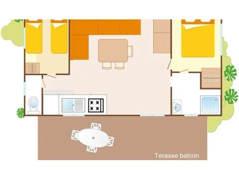 Stacaravan 6 personen - Classic XL | 2 slaapkamers | 4/6 pers. | Verhoogd terras