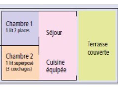 BUNGALOW TOILÉ 4 personnes - Funflower Standard 23m² (2 chambres) dont terrasse couverte 7m²