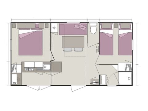 Mobilheim 4 personen - Homeflower Premium 29m² - 2 Schlafzimmer - KLIMA - Halbüberdachte Terrasse - TV - Bettwäsche - Handtücher