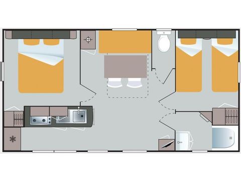 MOBILHOME 4 personas - Homeflower Premium 26,5m² (2 dormitorios) + aire acondicionado