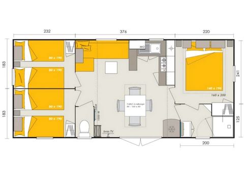 MOBILHOME 6 personas - Homeflower Premium 30,5m² (3 dormitorios) + aire acondicionado