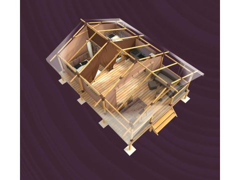 TIENDA DE LONA Y MADERA 5 personas - LODGE KENYA sin instalaciones sanitarias