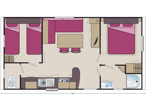 MOBILHOME 4 personas - 2 habitaciones 4 pers-barrio premium