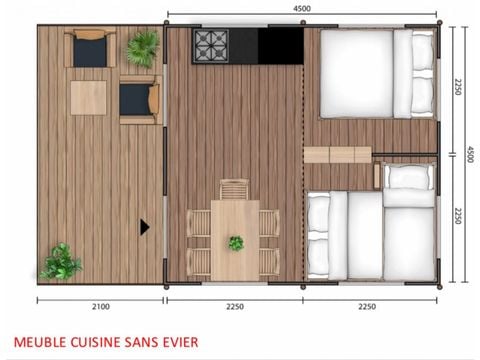 Tente en toile et en bois 5 personnes - Tente Lodge 2 ch