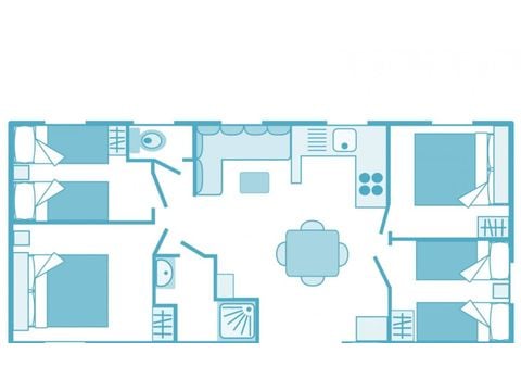 Mobilhome 8 personnes - Mobil-home | Premium | 4 Ch. | 8 Pers. | Terrasse surélevée | TV