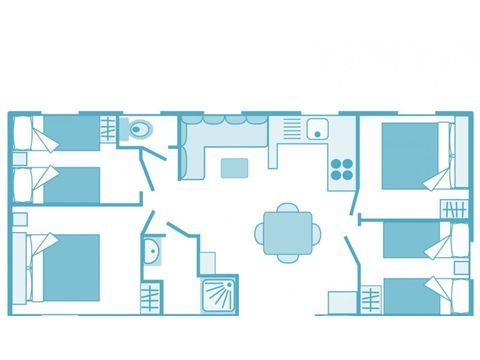 Stacaravan 8 personen - Stacaravan | Premium | 4 Slaapkamers | 8 Pers. | Verhoogd terras | TV