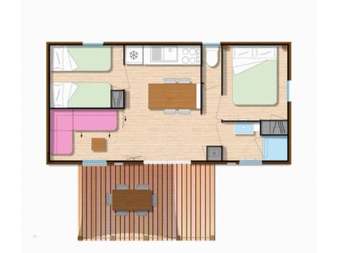 Stacaravan 4 personen - Mobile-home MENDIKOA**** 4 slaapplaatsen