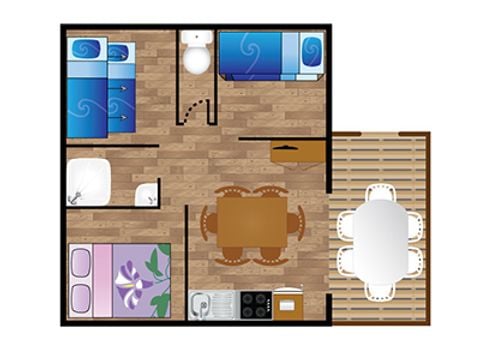 TIENDA DE LONA Y MADERA 6 personas - Casa de campo URCHILO 6 plazas