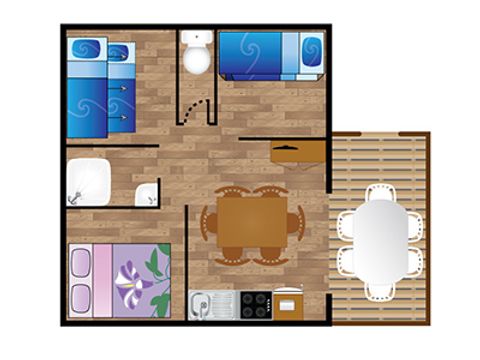 TIENDA DE LONA Y MADERA 6 personas - Casa de campo URCHILO 6 plazas