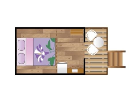 Tente en toile et en bois 2 personnes - Lodge BELTXU 2 personnes