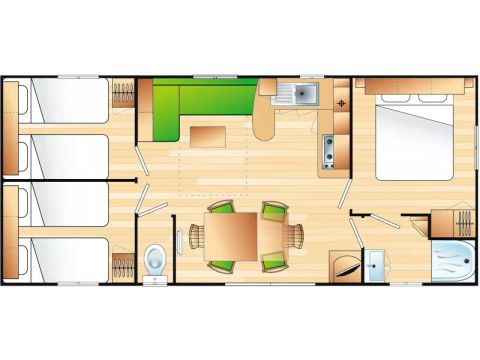 MOBILHOME 6 personas - 4 Habitaciones 6 Personas