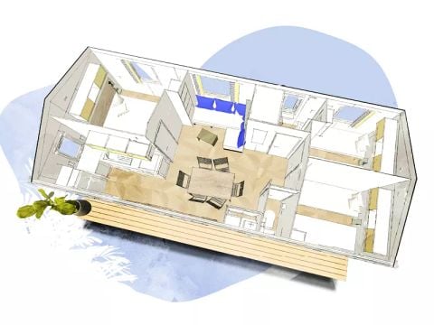 Mobilheim 6 Personen - Bahia 4 Zimmer 6 Personen + TV