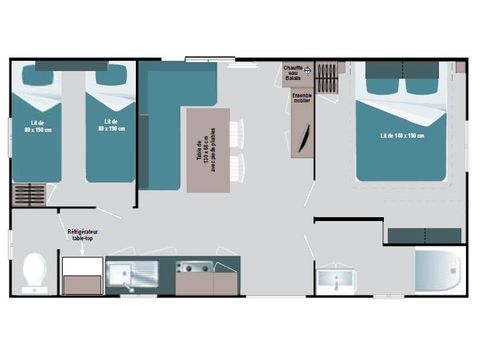 Mobile home 4 persons - 2 bedrooms - Air conditioning