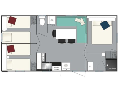 MOBILHOME 6 personas - 3 dormitorios + aire acondicionado