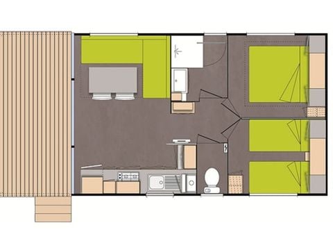 Stacaravan 4 personen - Klassieke stacaravan 2 slaapkamers 4 personen woensdag