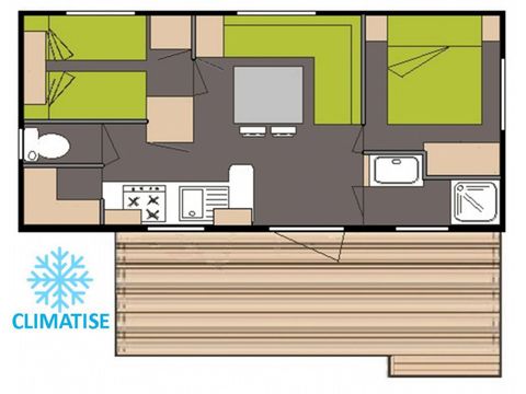 MOBILHOME 4 personas - Casa móvil clásica de 2 dormitorios para 4 personas, aire acondicionado