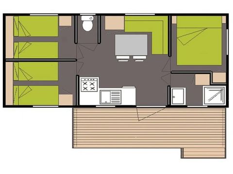 CASA MOBILE 6 persone - Casa mobile classica con 3 camere da letto e 6 posti letto Domenica