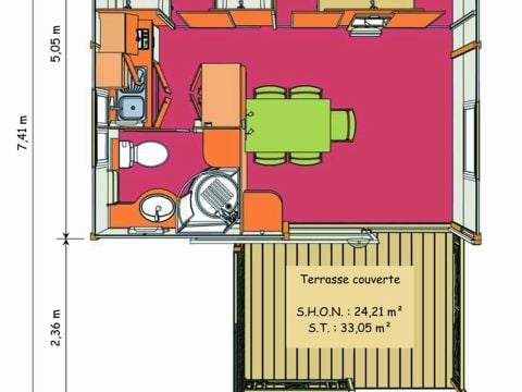 Bungalow 5 persons - Bungalow Morea 5pax 2 chambres TV + AC + BBQ +Parking