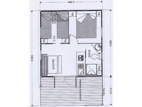 Chalet 5 personen - Chalet Figuier Standard 20m² - 2 Zimmer + Überdachte Terrasse - 5 pers.
