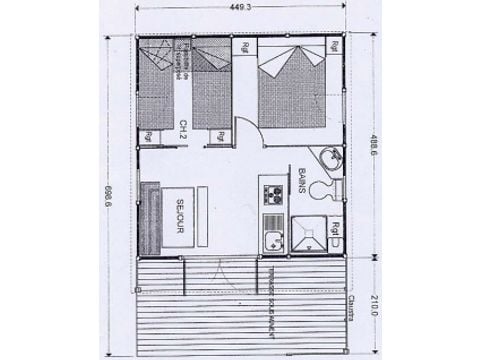 Chalet 5 persons - Chalet Figuier Standard 20m² - 2 bedrooms + covered terrace - sleeps 5