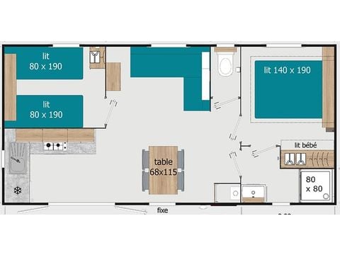 Mobile home 6 persons - COTTAGE PREMIUM - Les Genêts | 4-6 pers.