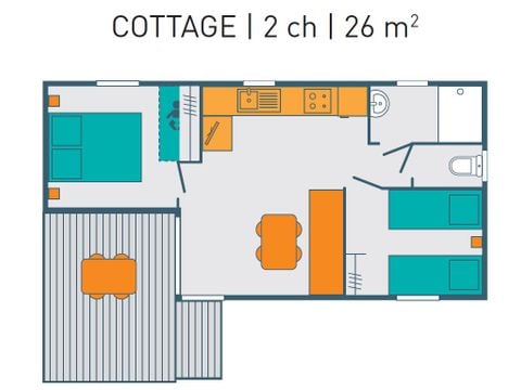 Mobile home 4 persons - COTTAGE PREMIUM 4 people 2 Bedrooms