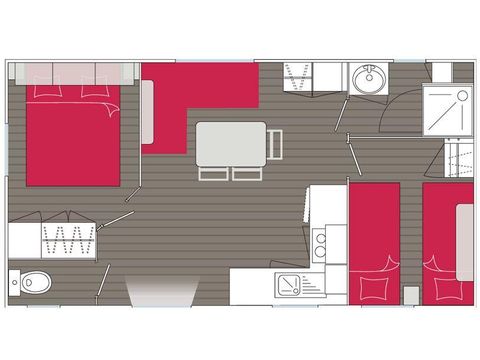 MOBILHOME 4 personas - Océane COMFORT -2 habitaciones 27m²- *Clima, terraza, TV*.