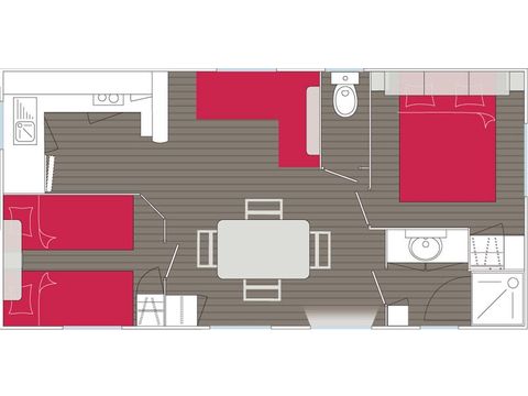 MOBILHOME 4 personnes - Savanah CONFORT -2 chambres 30m²- *Clim, terrasse, TV*