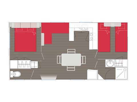 MOBILHEIM 4 Personen - Florès CONFORT -2 Schlafzimmer 30m²- *Klima, Terrasse, TV*.