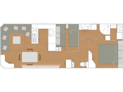 MOBILHEIM 6 Personen - Charleston PREMIUM -2 Schlafzimmer 40m²- *Klima, Terrasse, TV*.
