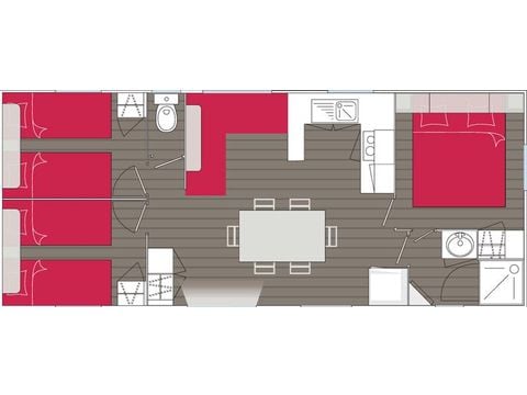 Mobilhome 6 personnes - Florès 3 CONFORT -3 chambres 35m²- *Clim, terrasse, TV*
