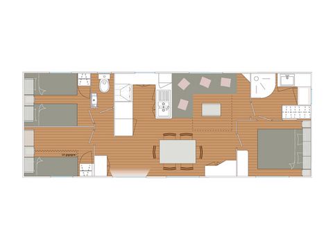 BUNGALOW 6 personnes - Blueberry 3  PREMIUM -2 chambres 40m²- *Clim, terrasse, TV*