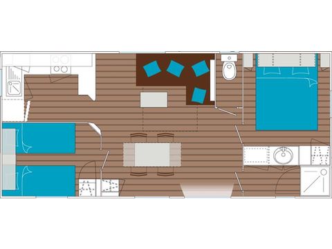 MOBILHEIM 4 Personen - Sumba CONFORT -2 Schlafzimmer 30m²- *Klima, Terrasse, TV*.