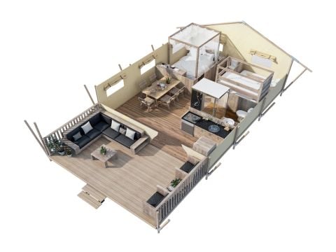 Tent van canvas en hout 5 personen - Taiga