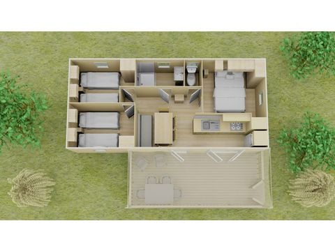 BUNGALOW 6 personnes - Classic | 3 Ch. | 6 Pers. | Terrasse surélevée | Clim.