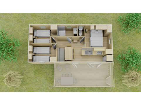 Mobile home 6 persons - Classic | 3 Bedrooms | 6 Pers. | Raised terrace | Air-con.