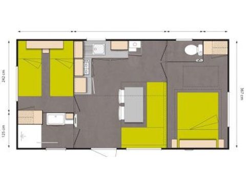 MOBILHOME 4 personas - Comfort XL | 2 Dormitorios | 4 Pers. | Terraza Pequeña