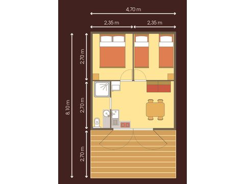 Tente en toile et en bois 6 personnes - Lodge
