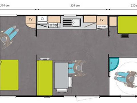 MOBILHOME 4 personas - 2 habitaciones con acceso para minusválidos