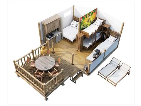 Tente en toile et en bois 5 personnes - SunLodge Jungle