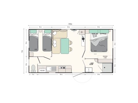 Mobile home 5 persons - Comfort Plus - air-conditioned