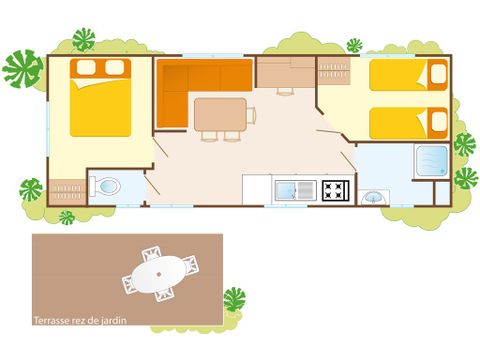 MOBILHOME 6 personas - Clásico | 2 Dormitorios | 4/6 Pers. | Terraza individual | Aire acondicionado.