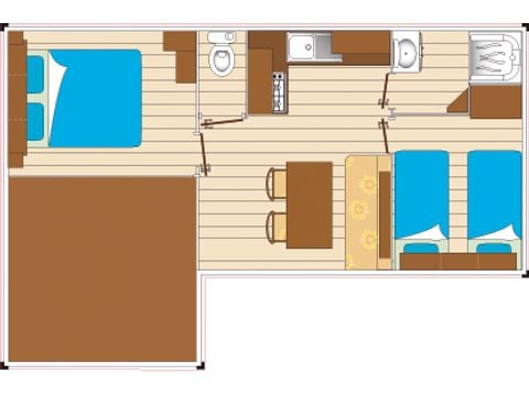 Mobilheim 7 Personen - Evasion 7 Personen 2 Zimmer 28m²