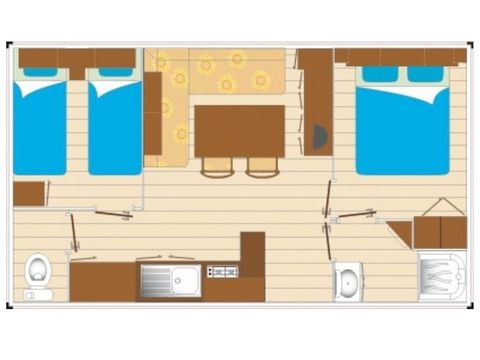 MOBILHOME 4 personnes - Mh Cocoon 4P 2CH 23m² Merc