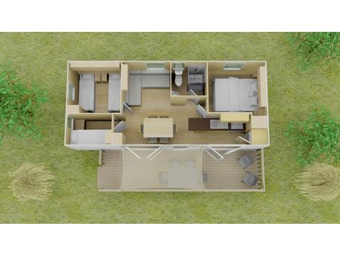 Mobilheim 6 personen - Premium | 3 Zi. | 6 Pers. | Erhöhte Terrasse | Klima.