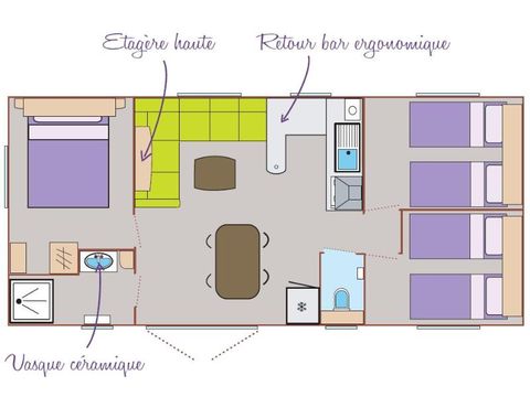 MOBILHOME 6 personas - Standard Relax 33m² - 3 habitaciones + terraza descubierta