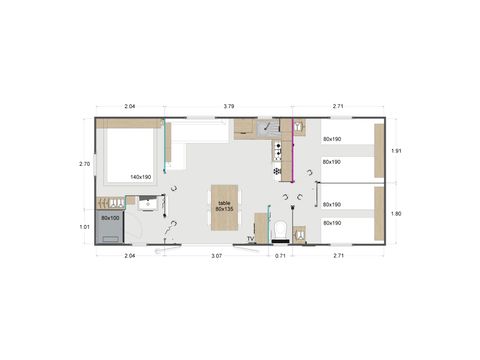 BUNGALOW 6 personnes - Crecy la Chapelle : LODGE 3 CHAMBRES - 1 SDB - 1TV 1/6 pers 